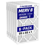 Filter King 20X22X1 Air 6-PACK Merv 8 Actual Size 19.5 21.5 .75". Fixed Price $49.86.