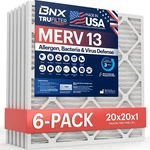 Bnx Trufilter 20X20X1 Air Merv 13 (6-PACK) Made In Usa Electrostat.... Fixed Price $62.01.