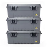 Plano 3 Pack Storage Trunk With Wheels, Lockable Sportsman Box, 108 Quart, Gray. Fixed Price $149.99.