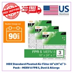Hdx Standard Pleated Air Filter 18"X24"X1" 3-PACK Merv Fpr 5, Dust & Allerge. Fixed Price $18.05.