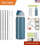 Eco-friendly Stainless Steel Straws & Cleaners Set For Owala 40OZ Freesip Bottle. Fixed Price $13.59.