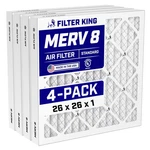 Filter King 26X26X1 Air 4-PACK Merv 8 Actual Size .75". Fixed Price $88.80.