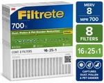 Filtrete 16X25X1 Hvac Furnace Air Filter, Mpr 700 Merv 8, Pack Of. Fixed Price $55.00.