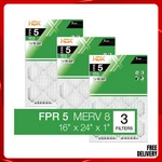 Hdx 16X24X1 Air Filter Merv 8 Pleated Furnace Hvac Fpr 5 3-PACK Replacement. Fixed Price $18.35.