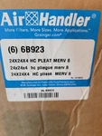 Air Handler 24X24X4, Merv 8, High Cap Pleated Filter, 6B923 6PK Free Ship L48. Fixed Price $149.99.
