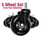 5 Rollerblade Gaming Office Chair Wheel Replacements 3" Heavy Duty Swivel Caster. Fixed Price $24.95.