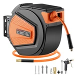 Vevor Retractable Air Hose Reel, 3/8IN 65FT Hybrid Max 300PSI. Fixed Price $124.45.