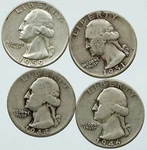 United States Usa President Washington Silver Lot Of 4 Quarters Coins I116161. Fixed Price $256.20.