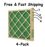 (4 Pack) Flanders Filters, 16" X 20" 1" Precisionaire Nested Glass, Green. Fixed Price $10.43.