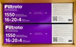 Pack 3M Filtrete 1550 Air Filter 16X20X4, Merv 12, Allergen, Bacteria & Virus. Fixed Price $44.99.