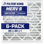 Filter King 30X30X1 Air 6-PACK Merv 8 Actual Size 29.5 .75". Fixed Price $84.96.
