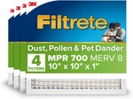 Filtrete 10X10X1 Furnace Air Filter, Merv 8, Mpr 700, Tough On Pollen, Easy. Fixed Price $62.12.