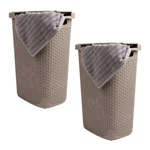 Mind Reader Slim Laundry Hamper With Lid, 60L Clothes Baskets, Wicker Design, Pl. Fixed Price $66.84.