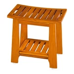 14" Compact Teak Shower Stool With Shelf & Handle Waterproof, Non-slip Bath.... Fixed Price $71.64.