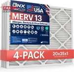 Bnx Trufilter 20X25X1 Air Merv 13 (4-PACK) Made In Usa Electrostatic. Fixed Price $62.47.