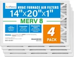 14X20X1 Air Merv 8 4-PACK, Electrostatic Pleated Furnace & Filter, Cap. Fixed Price $41.32.