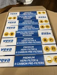 Wholesale Lot Of 8 Veva Premium Hepa + 6 Carbon Pre-filters Size 21. Fixed Price $100.00.