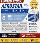 Aerostar 18X18X1 Merv 6 Pleated Air Filter, Furnace Pack. Fixed Price $31.00.