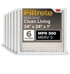 Filtrete 24X24X1 Furnace Air Filter Merv 5 Mpr 300 Basic Dust, 6PK (497). Fixed Price $29.99.