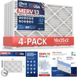 4 Pack Pleated Air Conditioner Filters Merv 13 Hvac Allergies Smoke Mold 16X25X2. Fixed Price $172.99.