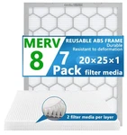 20X25X1 Merv 8 Air Filter,ac Furnace Filter,reusable Abs Plastic Frame, 7.... Fixed Price $42.75.