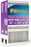Filtrete 16X25X4 Furnace Filter Mpr 1550 Merv 12 Asthma Allergy 2-PK Lennox. Fixed Price $59.88.