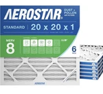 Aerostar 20X20X1 Merv 8 Pleated Air Filters, 6 Pack. Fixed Price $38.00.