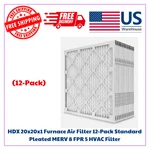 Hdx 20X20X1 Furnace Air Filter 12-PACK Standard Pleated Merv 8 Fpr 5 Hvac. Fixed Price $52.95.