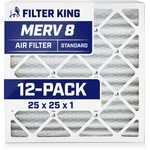 Filter King 25X25X1 Air 12-PACK Merv 8 Actual Size 24.5 .75". Fixed Price $84.96.