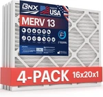 Bnx 16X20X1 Merv 13 Furnace Air Filter, 4 Pack Made In Usa Hvac. Fixed Price $44.99.