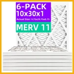 Qingzhug 10X30X1 Merv 11 Pleated Air Filter 6-PACK Actual Size 9.75X29.75X0.75". Fixed Price $71.83.
