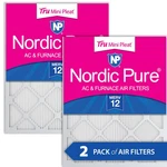 16X25X1 (15 1/2X24 1/2) Nordic Pure Tru Mini Pleat Merv 12 Air Filters Pack. Fixed Price $34.99.