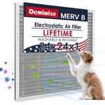 Demiwise 24X24X1 Electrostatic Air Filter, Washable & 24" 1", Grey. Fixed Price $86.74.