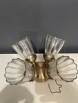 Vintage Hunter 4-LIGHT Ceiling Fan Kit Antique Brass W/ribbed Glass Shades. Fixed Price $119.99.