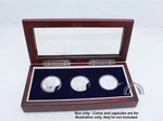Wood Box With Glass Top For 3 American 1OZ Silver Eagle / Walking Liberty Coins. Fixed Price $39.95.