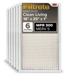 Filtrete 16X25X1 Furnace Air Filter, Merv 5, Mpr 300, 6-PACK Electrostatic. Fixed Price $19.99.