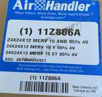 Air Handler 11Z806 V-bank Filter, 24X24X12", Merv 15. Fixed Price $169.99.