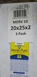 Nordic Pure 20X25X2 Merv 10 Pleated Furnace Air Filters 3 Pack. Fixed Price $25.00.