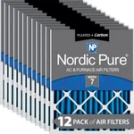 Nordic Pure 18X18X2 Pleated Air Filters Merv 7 Plus Carbon 12 Pack. Fixed Price $209.99.