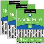 Nordic Pure 20X20X2 Merv 13 Pleated Plus Carbon Air Filters Pack. Fixed Price $55.00.