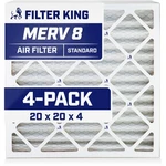 Filter King 20X20X4 Air 4-PACK Merv 8 Actual Size 19.5 3.75". Fixed Price $67.96.