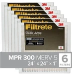 6PK Filtrete 24X24X1 Air Filter Mpr 300 Merv 5, Clean Living Dust, Furnace. Fixed Price $30.99.