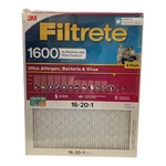 Filtrete 1600 Mpr Ultra Allergen 2X Bacteria & Virus Filter, 16X20X1, 4 Pack. Fixed Price $47.99.