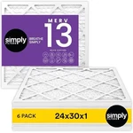 Simply 24X30X1 Air Filter Merv 13 6 Pack For Home Furnace & Hvac - White. Fixed Price $94.60.