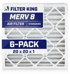 Filter King 20X20X1 Air 6-PACK Merv 8 Actual Size 19.5 .75". Fixed Price $47.00.