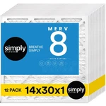 Simply Air Filter, Merv 8, 12 Pack, For Home 14X30X1, White. Fixed Price $124.43.