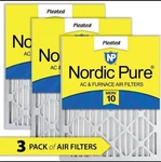 Nordic Pure 16" X 25" 2" Dust And Pollen Pleated Merv 10 Air Filter (3-PACK). Fixed Price $43.00.