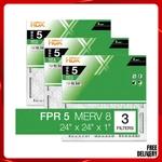 Hdx 24X24X1 Air Filter Merv 8 Pleated Furnace Hvac Fpr 5 3-PACK Replacement. Fixed Price $18.65.