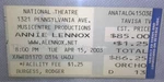 Annie Lennox 2003 National Theatre Concert Ticket - Bare Tour Memorabilia. Fixed Price $19.99.