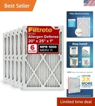 Mpr 1000 Micro Allergen Defense Filters, 6-PACK 20X25X1 Pleated Air Filtration. Fixed Price $97.99.